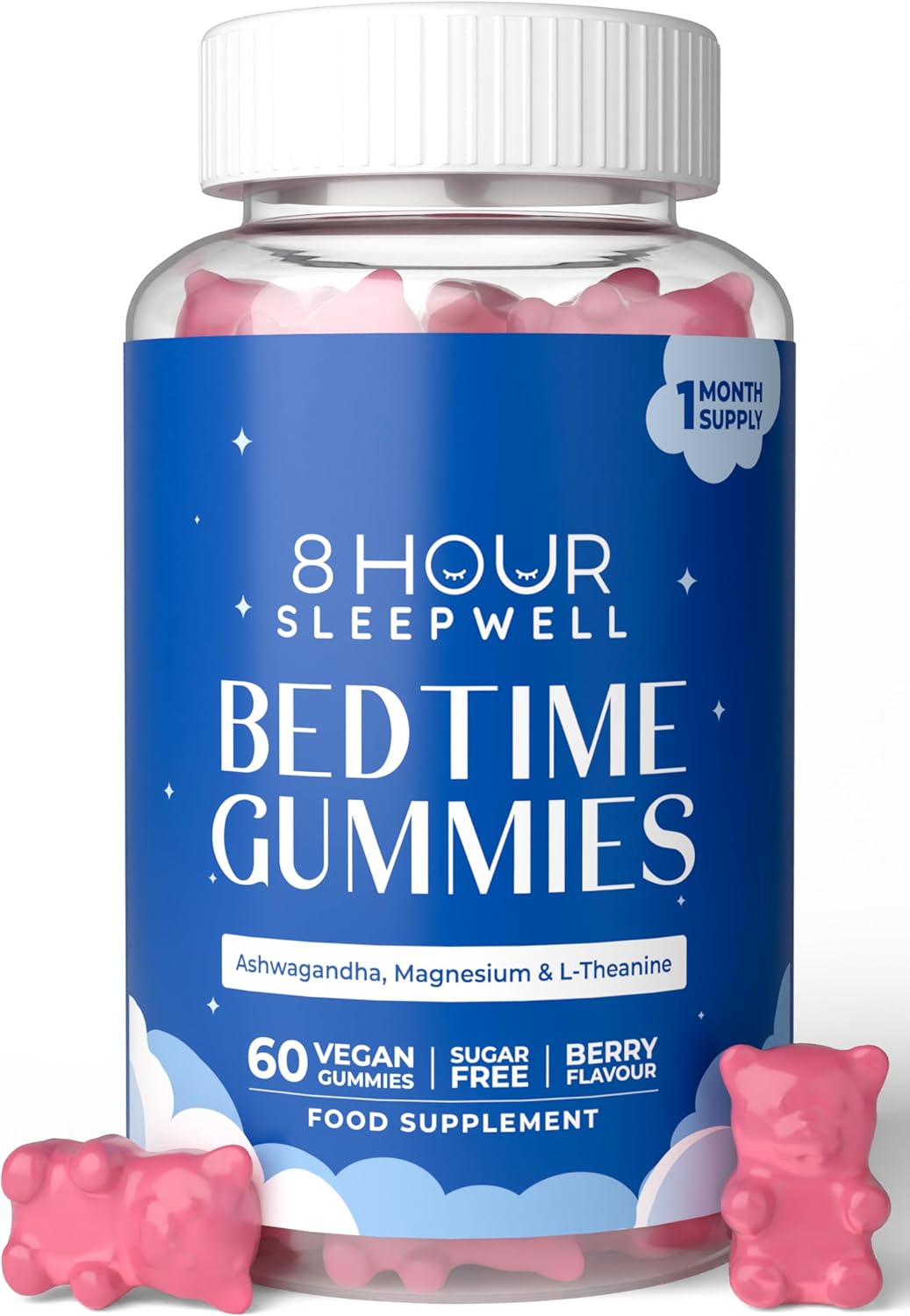 8 Hour Sleepwell - 60 Sugar-Free Sleep Gummies - High Strength - Griffonia Seed, Ashwagandha, Magnesium, L-theanine, Valerian, B6 - Alternative to Melatonin & Sleep Tablets - Gluten Free - Vegan