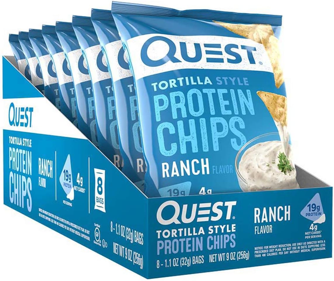 Quest Nutrition Tortilla Chips Ranch, Pack of 8 x 32g