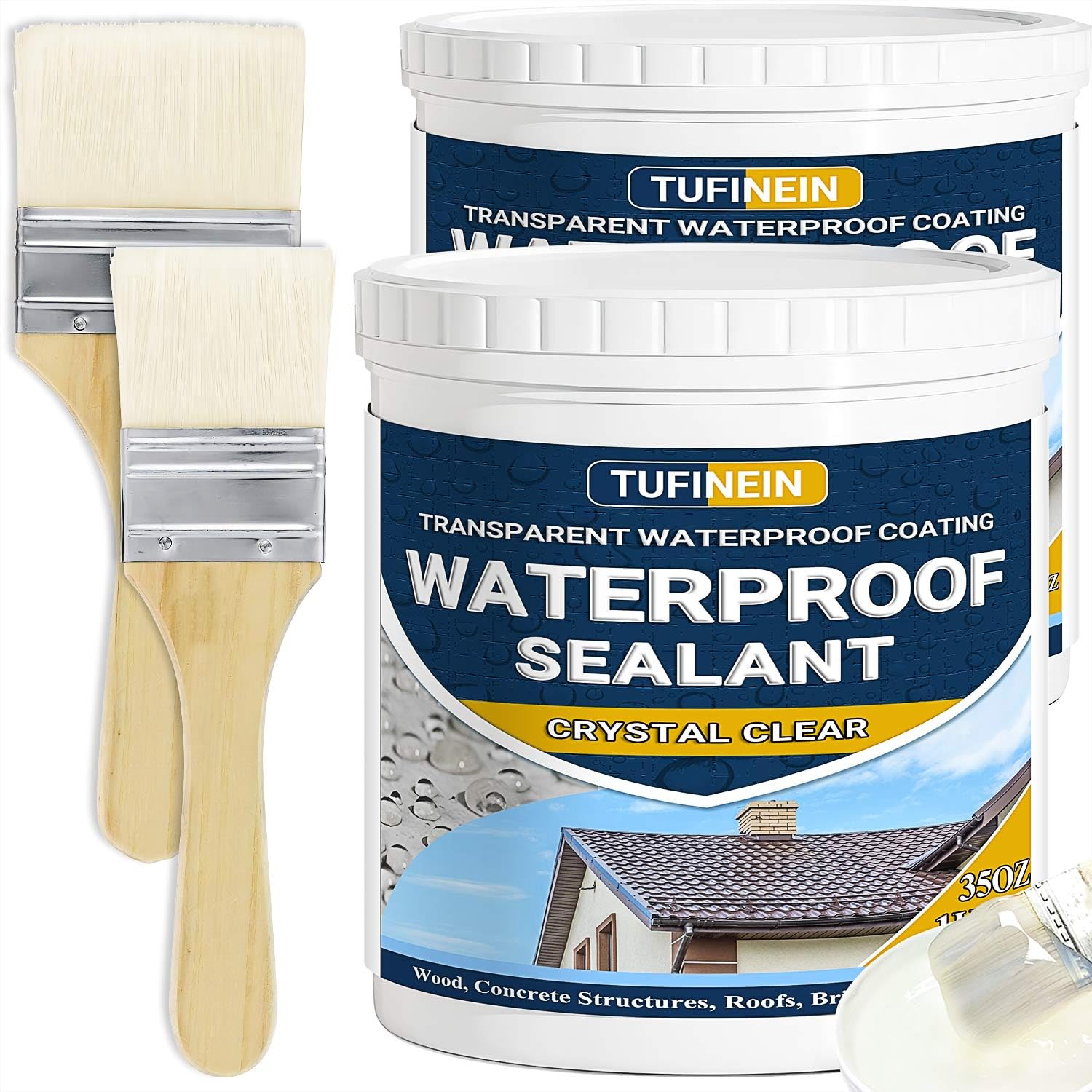 Liquid Waterproof Sealant Clear, TUFINEIN Invisible Anti-Leaking Sealant Agent, Transparent Waterproof Coating Water-Based Indoor & Outdoor Roofs, Walls, Garden Anti Leakage Agent (2 KG)