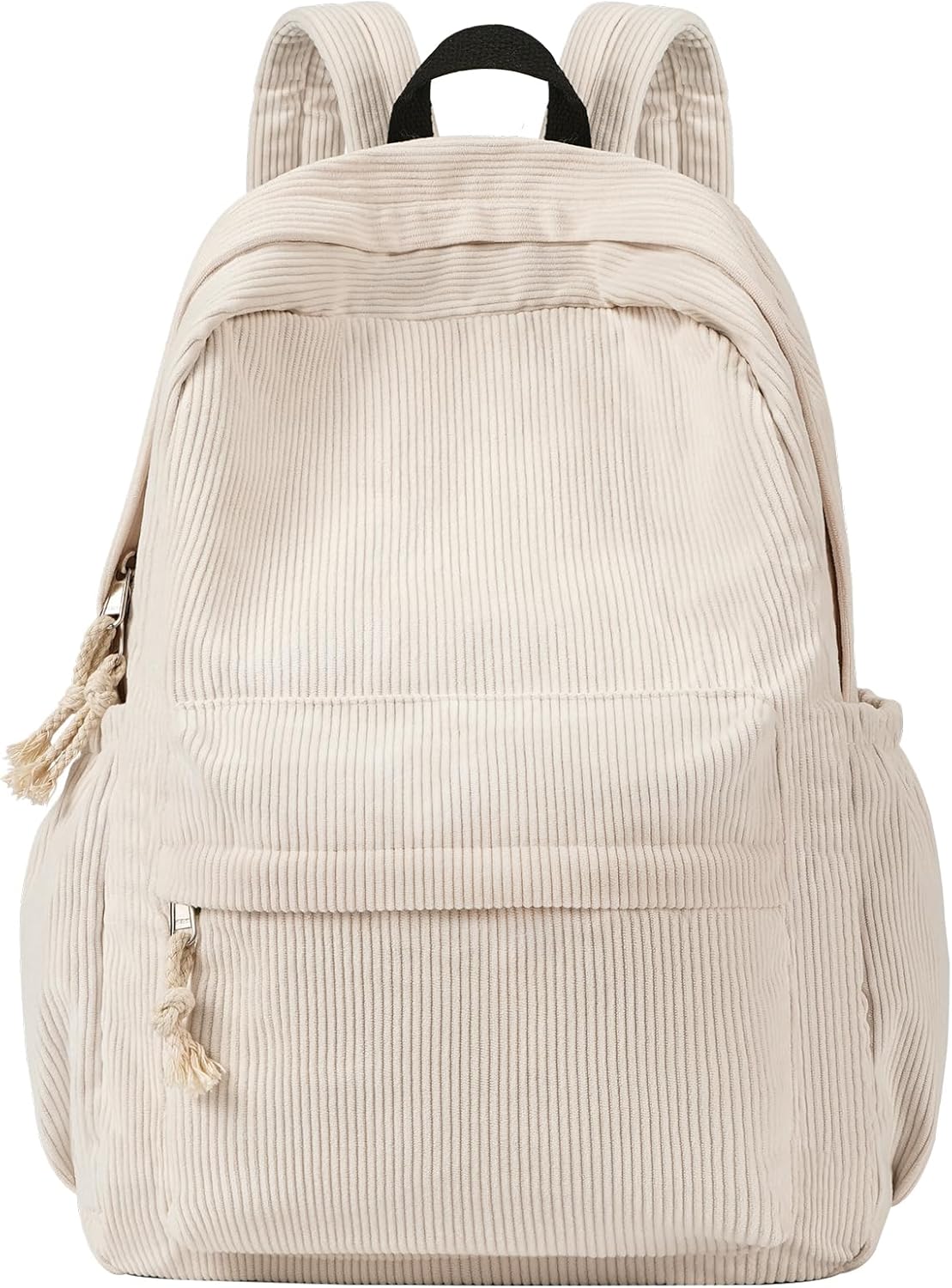 School Backpack for Girls, Corduroy Bookbag with 6X Cute Pin Accessories, Lightweight High School College Laptop Bags for Teens, Women Travel Daypacks (Beige)