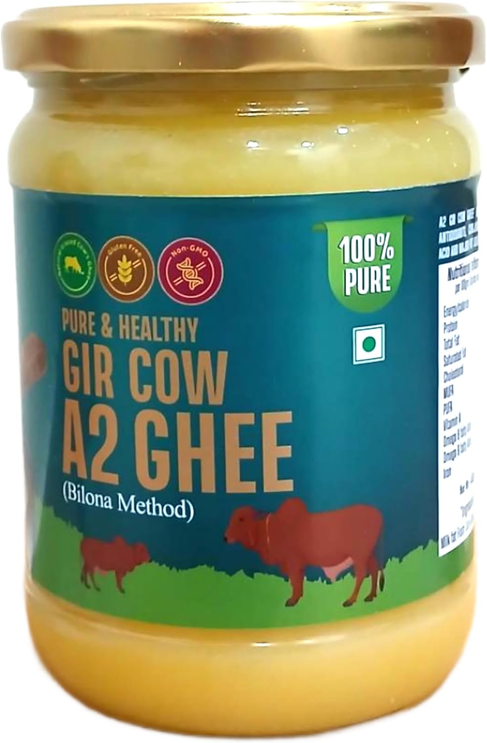 A2 Gir Cow Ghee Organic Bilona Method 500ml 100% Pure & Healthy | Authentically made by Hand Churning Curd/Bilona Method | Grassfed, Cultured, Premium & Traditional Ghee | Immunity Booster (500ml)
