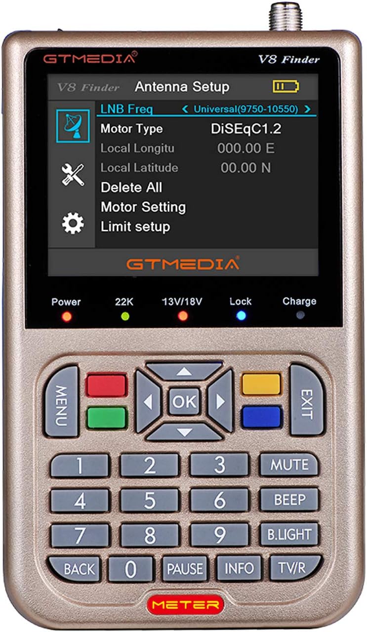 GT MEDIA V8 Sat Finder Meter DVB-S/S2/S2X Digital Satellite Signal Locator Field Meter 3.5" LCD Display Optimal Setting of Satellite Antennas + Battery 3000mAh