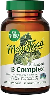 MegaFood Balanced B Complex - B Complex Vitamin Supplement - 8 B Vitamins Including Vitamin B6, Vitamin B12, Folate, Biotin & More - Supports Cellular Energy Production - Vegan, Gluten Free - 90 Tabs