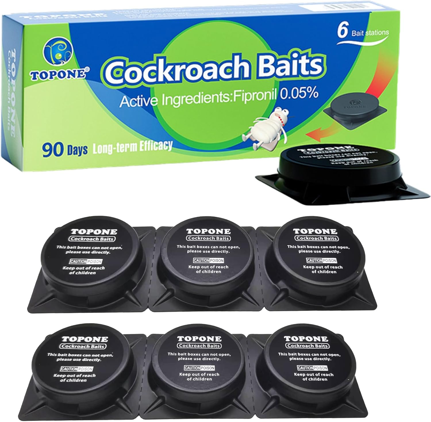 Pafnisoin Cockroach Killer 6 PCS Cockroach Bait Station, Powerful attractant Against Cockroaches, Cockroach Repellent Roach Trap Cockroach Control Roach Killer