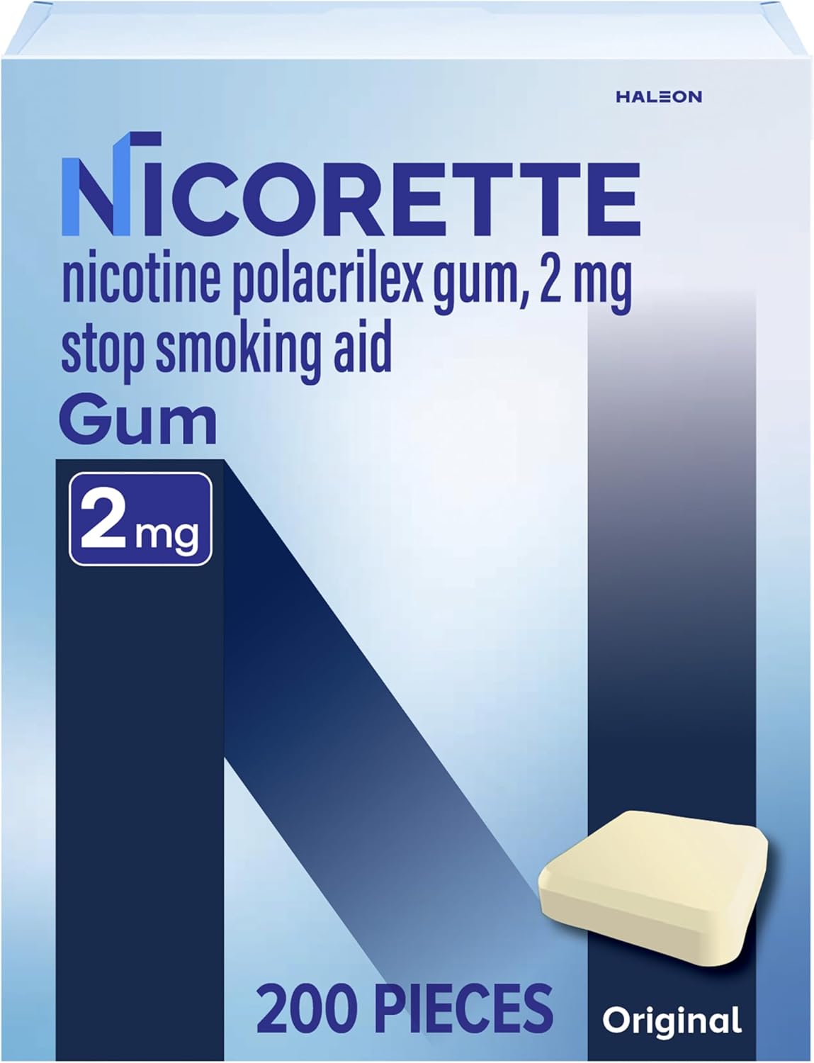 Nicorette Nicotine Gum Stop Smoking Aid, 2 mg, Original Flavor - 200 Count