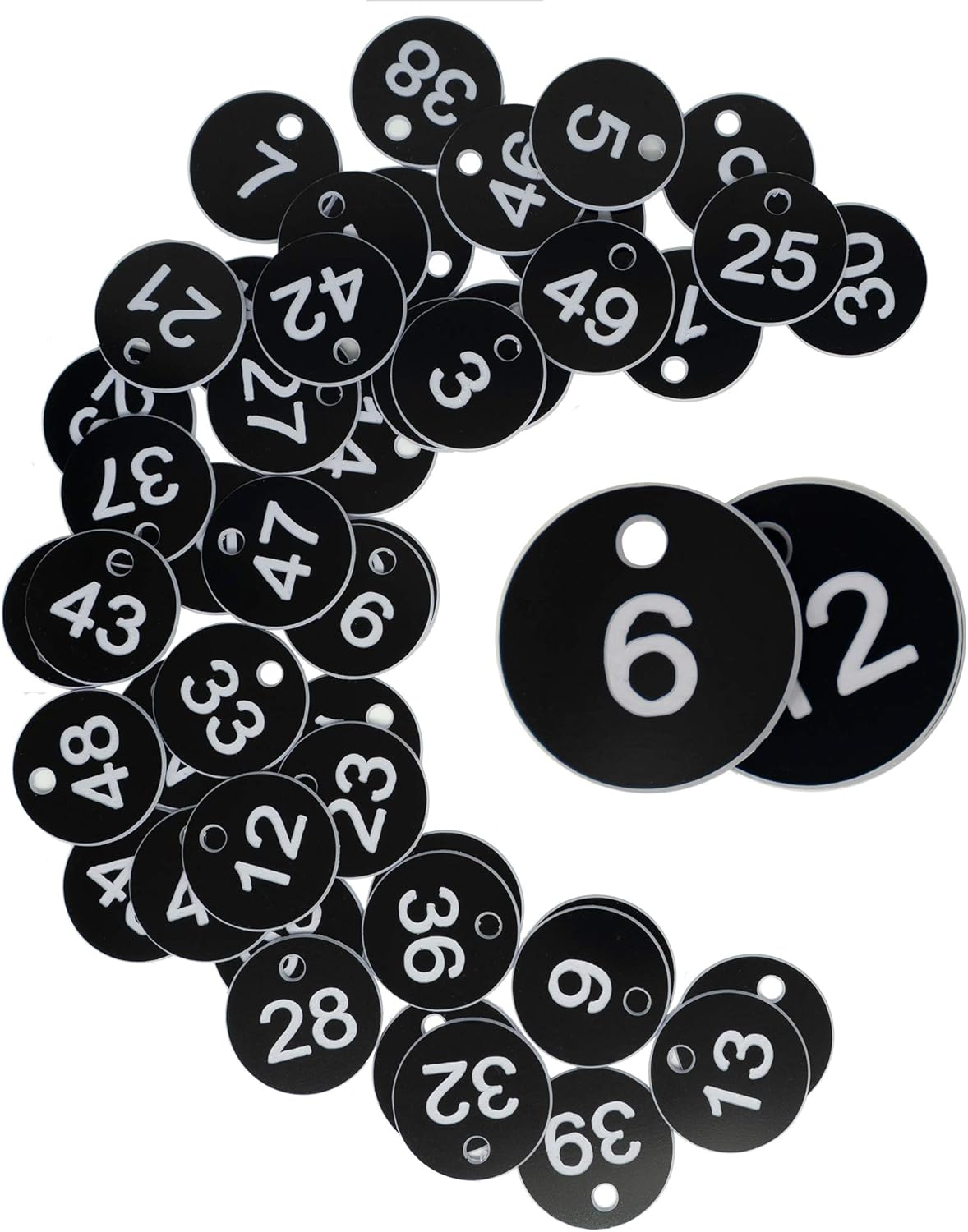 StayMax Plastic ID Engraved Number Keys Tags Without Key Rings (1-100, Black)