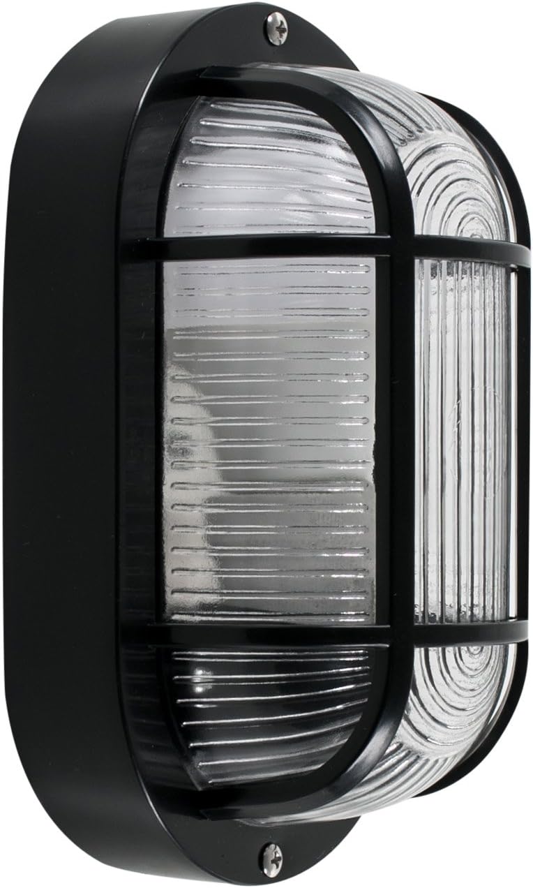 MiniSun | Modern Black Security Bulkhead Wall Light | Outdoor Wall Lights, Home Décor & Improvement Essential