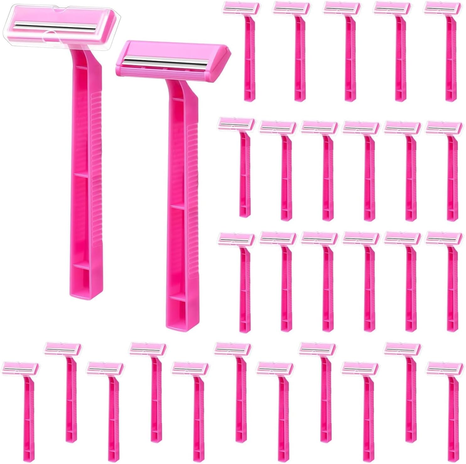 30Pcs Women's Disposable Razors, Twin Blade Shaving Women Razors, Pink Classic Stainless Steel Razor Men Blade for Camping Travel Home