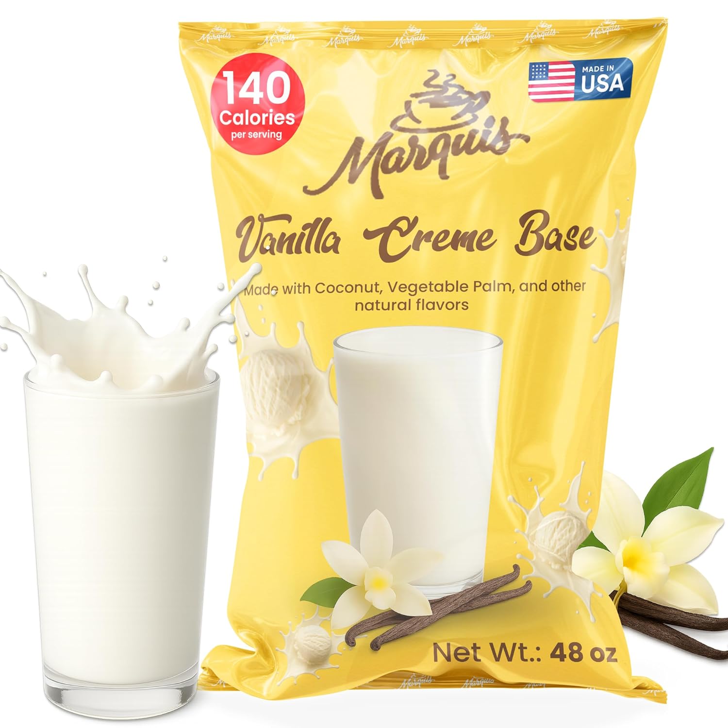 Marquis Vanilla Drink Mix – Smoothie Base and Blended Cream Beverage Powder for Smoothies and Blended Coffee, 48oz / 3lbs