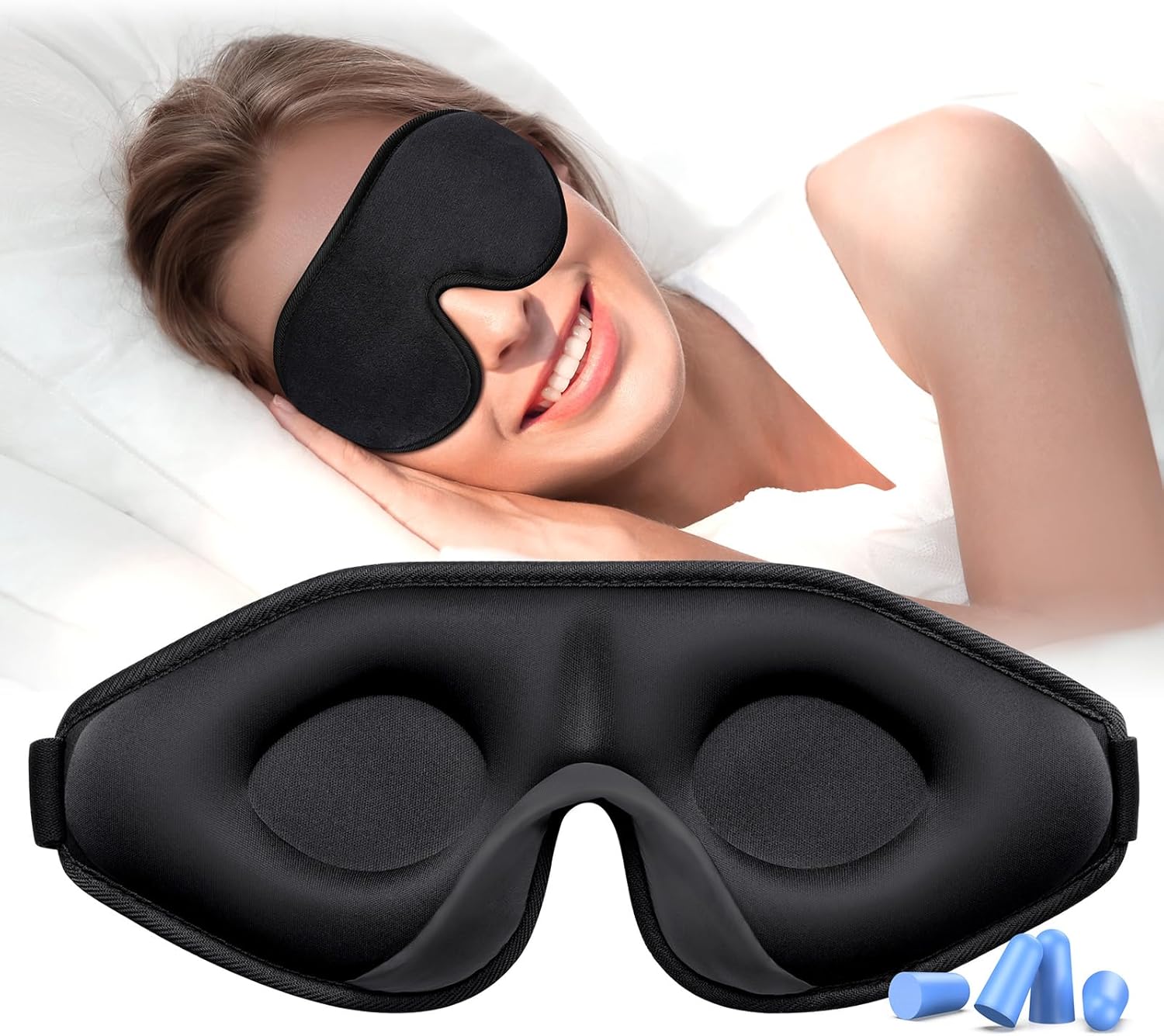 Gritin 100% Blackout Sleep Masks for Women & Men - Zero Eye Pressure Sleeping Eye Mask- Ergonomic Design 3D Cutout Eye Movement Friendly, Ultra Soft & Comfortable Eye Mask for Sleep/Nap/Travel