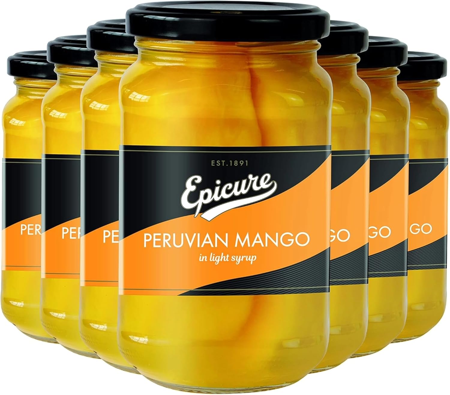 Epicure Peruvian Mango Slices in Light Syrup, Sweet & Tropical Gourmet Fruit in a Jar, 370 g (Pack of 6)
