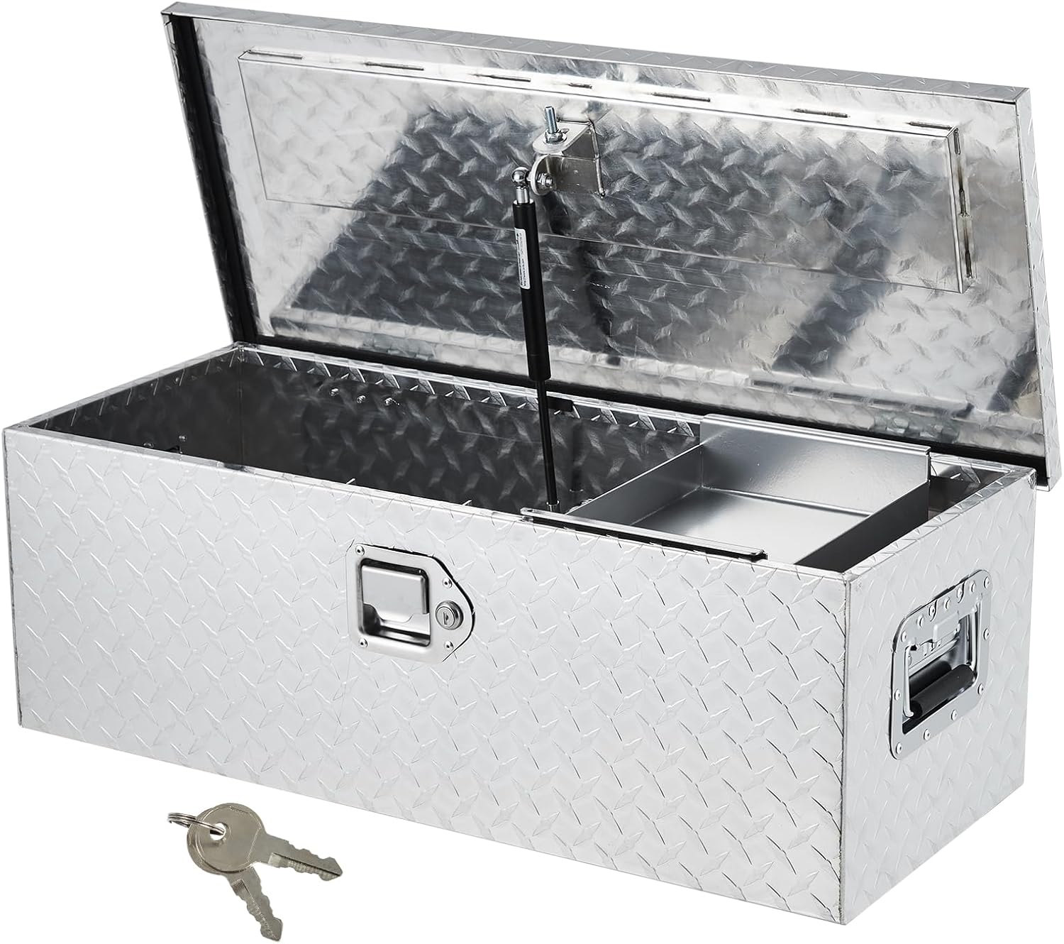 39 Inch Aluminum Truck Tool Box, Truck Bed Storage Box with Security Lock and Wider Handles, Heavy Duty Waterproof Tool Box Organizer Chest for Pick Up Truck Rv Trailer - Silver