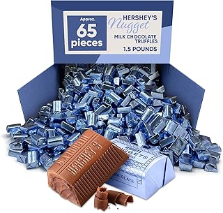 Hershys Nuggets Truffles Milk Chocolate 1.5 lbs - Approx 65 Pieces Individually Wrapped - Milk Chocolate Truffles Candy Perfect Halloween Candy - Bulk Chocolate Candy for Snacking, Gifting, Baby Boy Showers & Father's Day