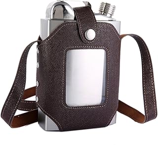 26 oz Large Capacity Whiskey Flasks with Removable Transparent Holster - Stainless Steel and Leak Proof