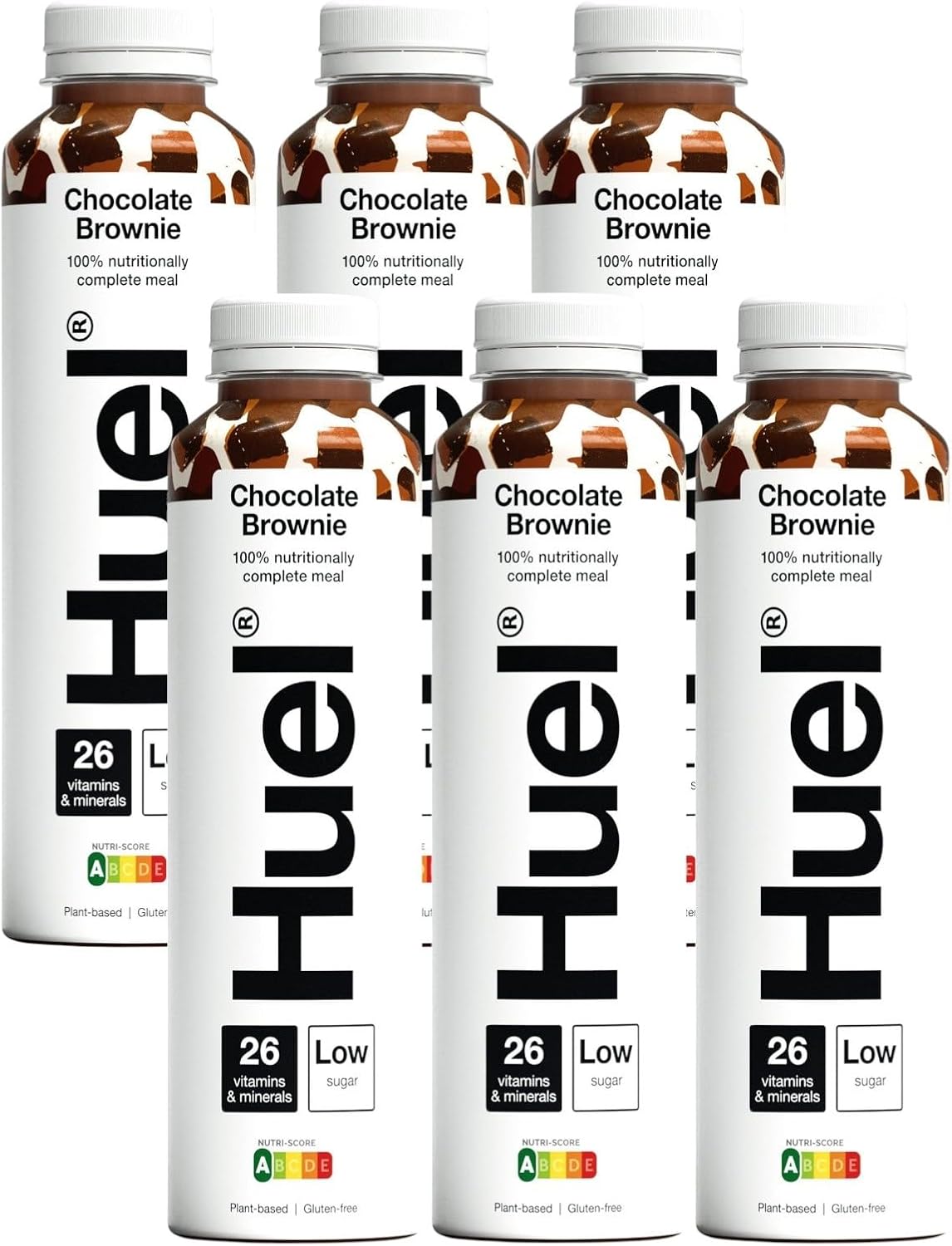 Huel Ready-to-Drink Meal | Chocolate Brownie Protein Drink | Not Just A Meal Replacement | Complete Nutrition, Plant-Based, Gluten-Free | 20g Protein Per Bottle | (Pack of 6, Each 500ml bottles)