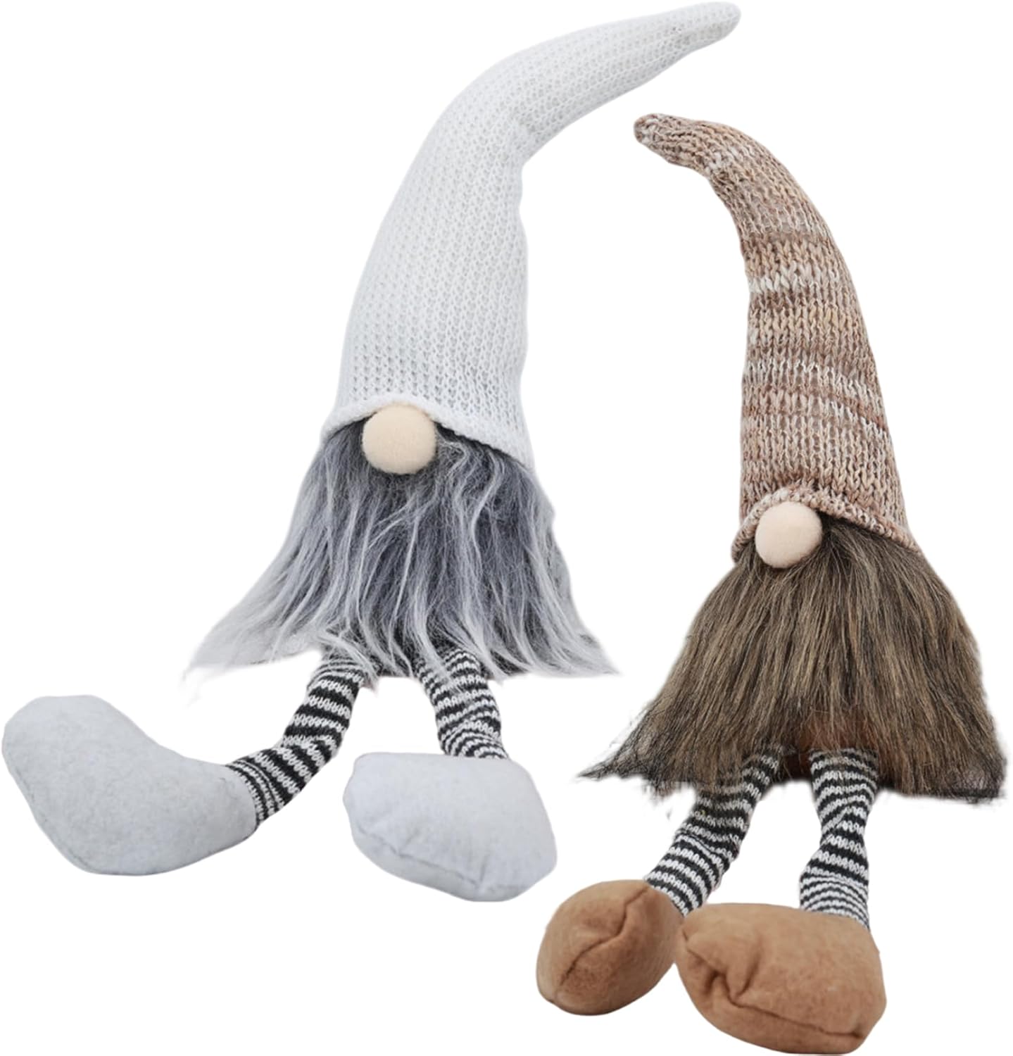 Christmas Gnomes Plush 2PCS Gnomes Decor with Long Leg for Holiday Tiered Trays, Shelves, Tables, Window Sills, Fireplaces 3.2x2.8x13.8 inch