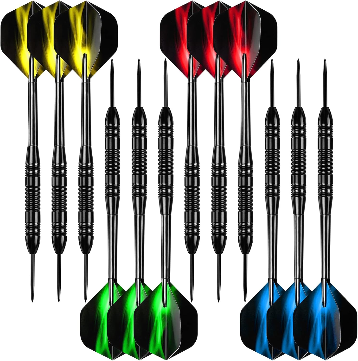 Accmor 12 Pack Steel Tip Darts,24G Professional Metal Darts Set for Dartboard