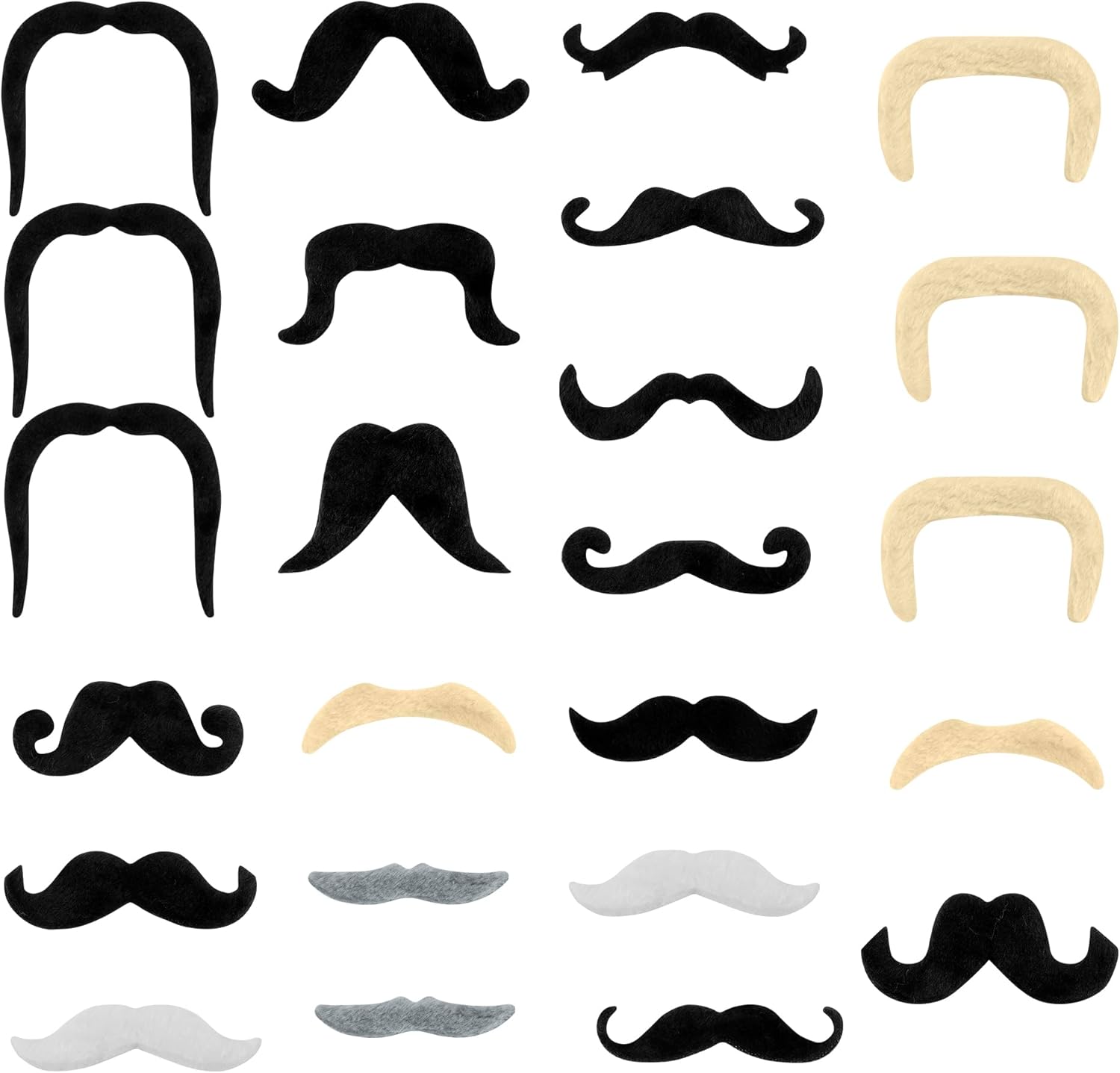 Fake Moustache,Fake Beard,Moustache,Stick On Moustache,24 Pcs or 48Pcs Moustache Fancy Dress,Moustaches Stick On,Stick On Mustache,Halloween Fancy Dress Costume Accessory for Men and Women