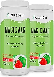 NaturalSlim Magicmag Pure Magnesium Citrate Powder – Stress, Constipation, Muscle, and Heart Support | Natural Strawberry & Lime Flavored Magnesium Supplement - 8oz Drink Mix (2 Pack)