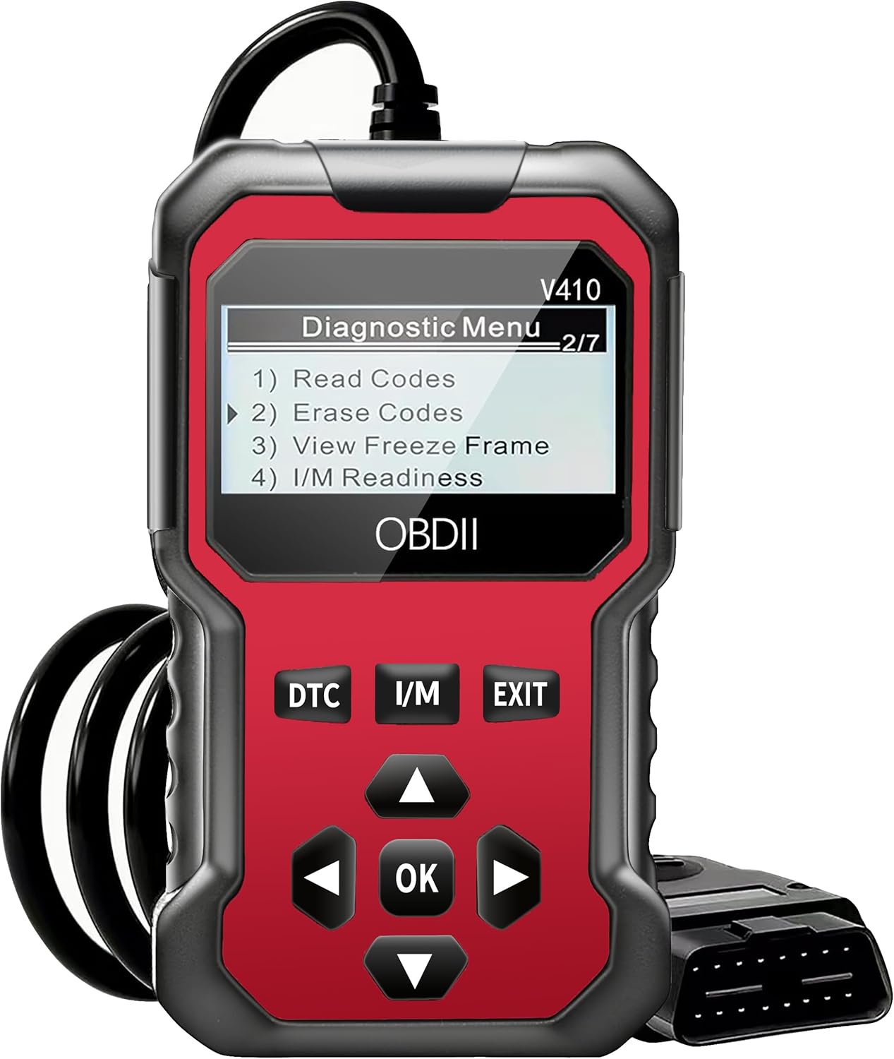 410red-OBD2 Scanner Diagnostic Tool - Quickly Erase Engine Light Fault Code Scanner Tool with Reset, DTC, Data Stream, I/M Readiness, Car & Truck Scan Tool for All Vehicles Since 1996