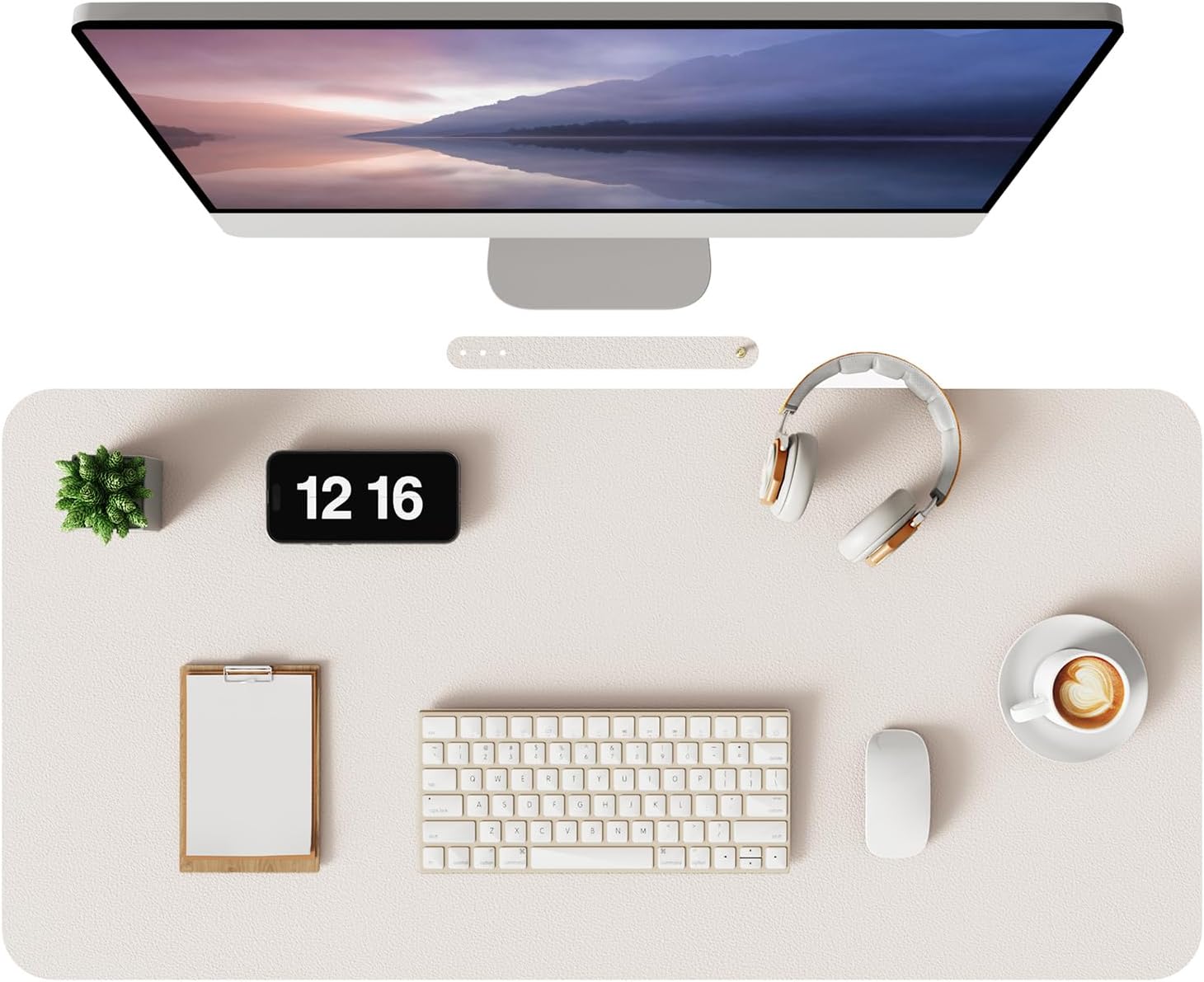 MOLMO Non-Slip Desk Mat, Waterproof Desk Pad Table Protector, Easy Clean Laptop Mat Large Mouse Pad Leather Writing Mat with Suede for Office /Home/Decor (Grey, 80 x 40 cm)