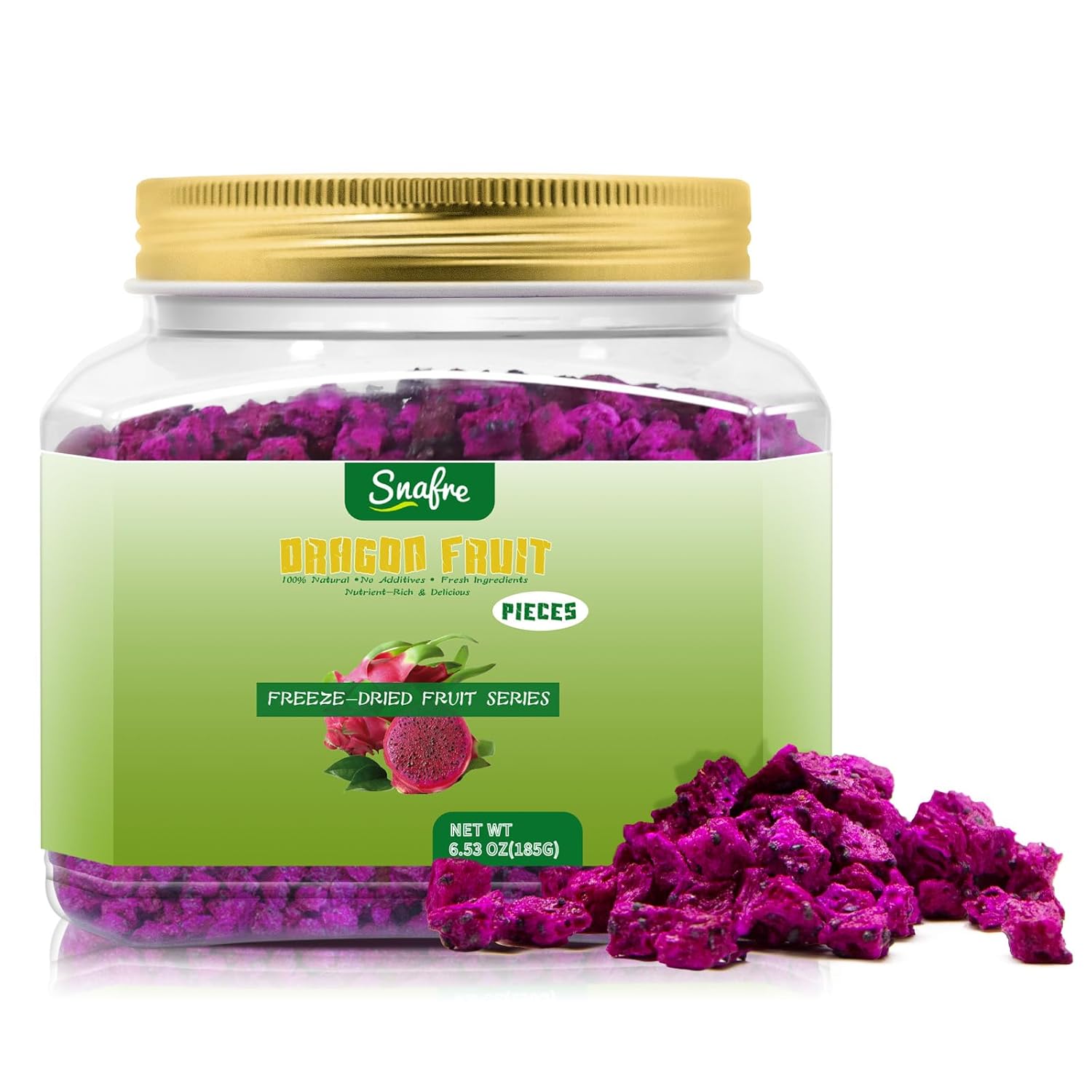 Freeze Dried Dragon Fruit, 6.53OZ/185G Freeze Dried Fruit, Frozen Dragon Fruit, Freeze Dried Dragon Fruit Cubes, No Added Sugars,Dried Fruit for Cereal, Yogurt, Salads, Smoothies