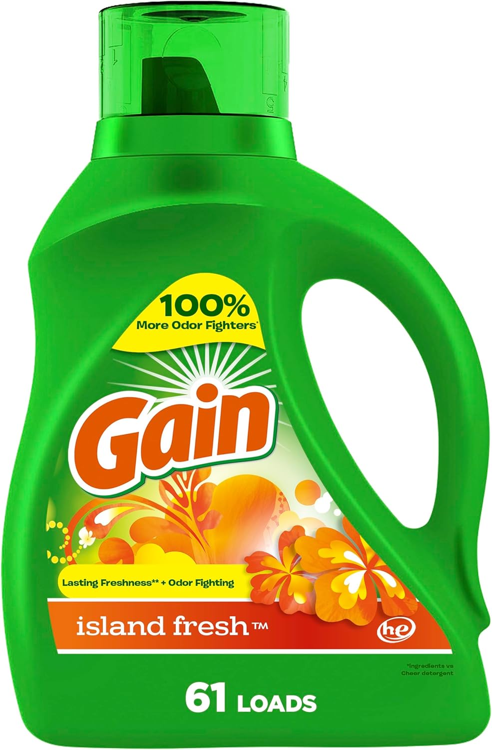 Gain + Aroma Boost Liquid Laundry Detergent, Island Fresh Scent, 61 Loads, 88 oz, HE Compatible