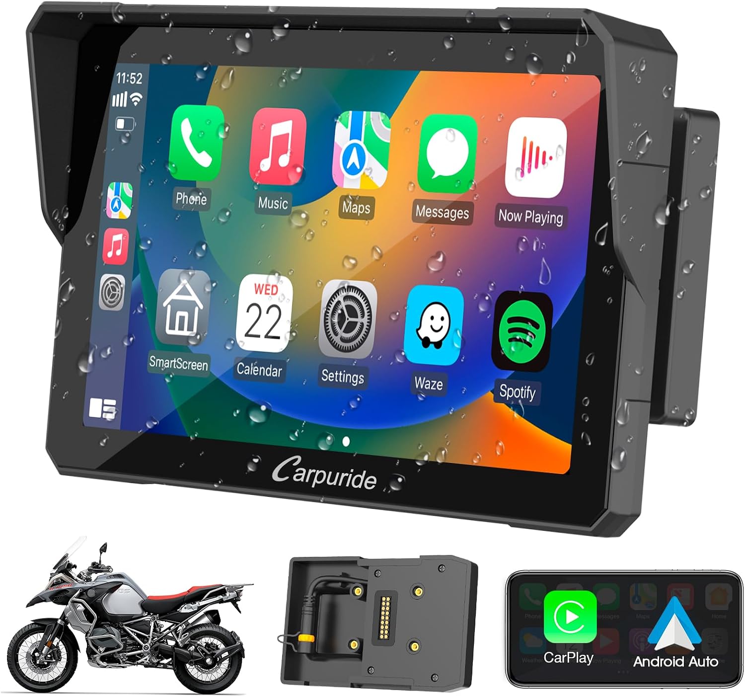 Carpuride W702B 7" for BMW R1200GS R1250GS S1000XR Motorcycle