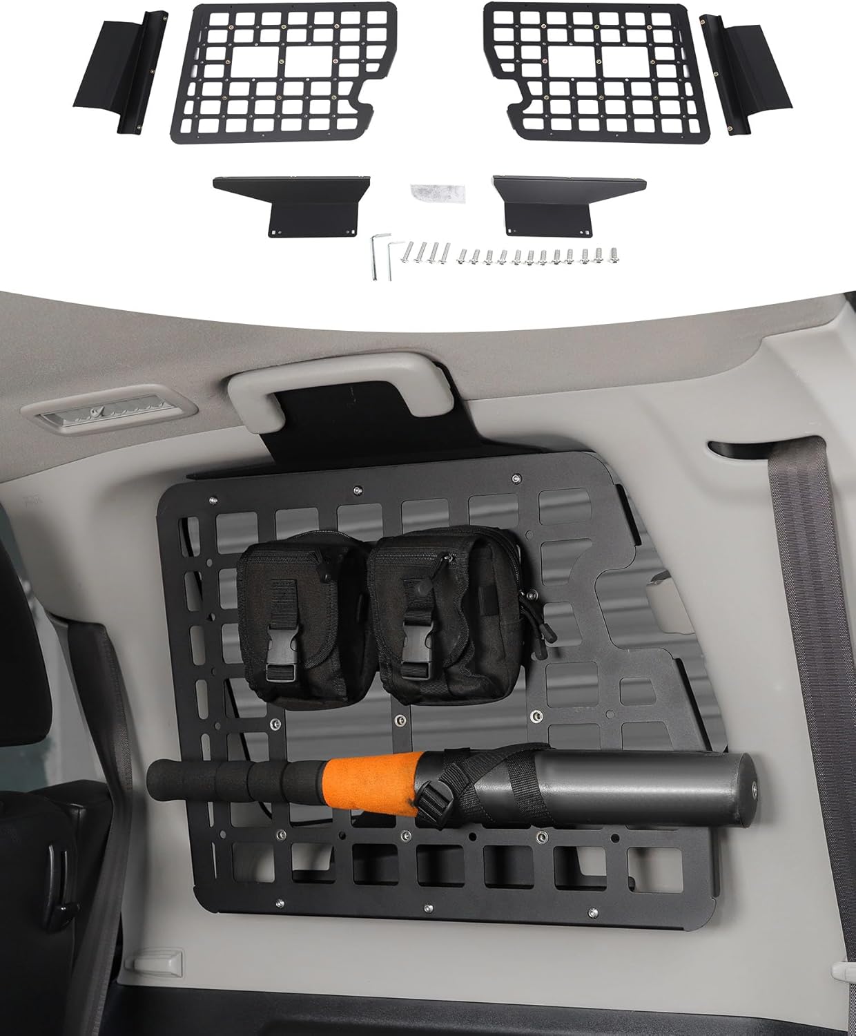 Molle Rear Trunk Cargo Rack Compatible with Mitsubishi Pajero 2007-2021,Tailgate Molle Panels Storage Modular System Trunk Shelf Organizer,Black
