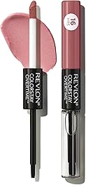 Revlon Liquid Lipstick with Clear Lip Gloss, ColorStay Overtime Lipcolor, Dual Ended with Vitamin E, 350 Bare Maximum, 0.07 Fl Oz