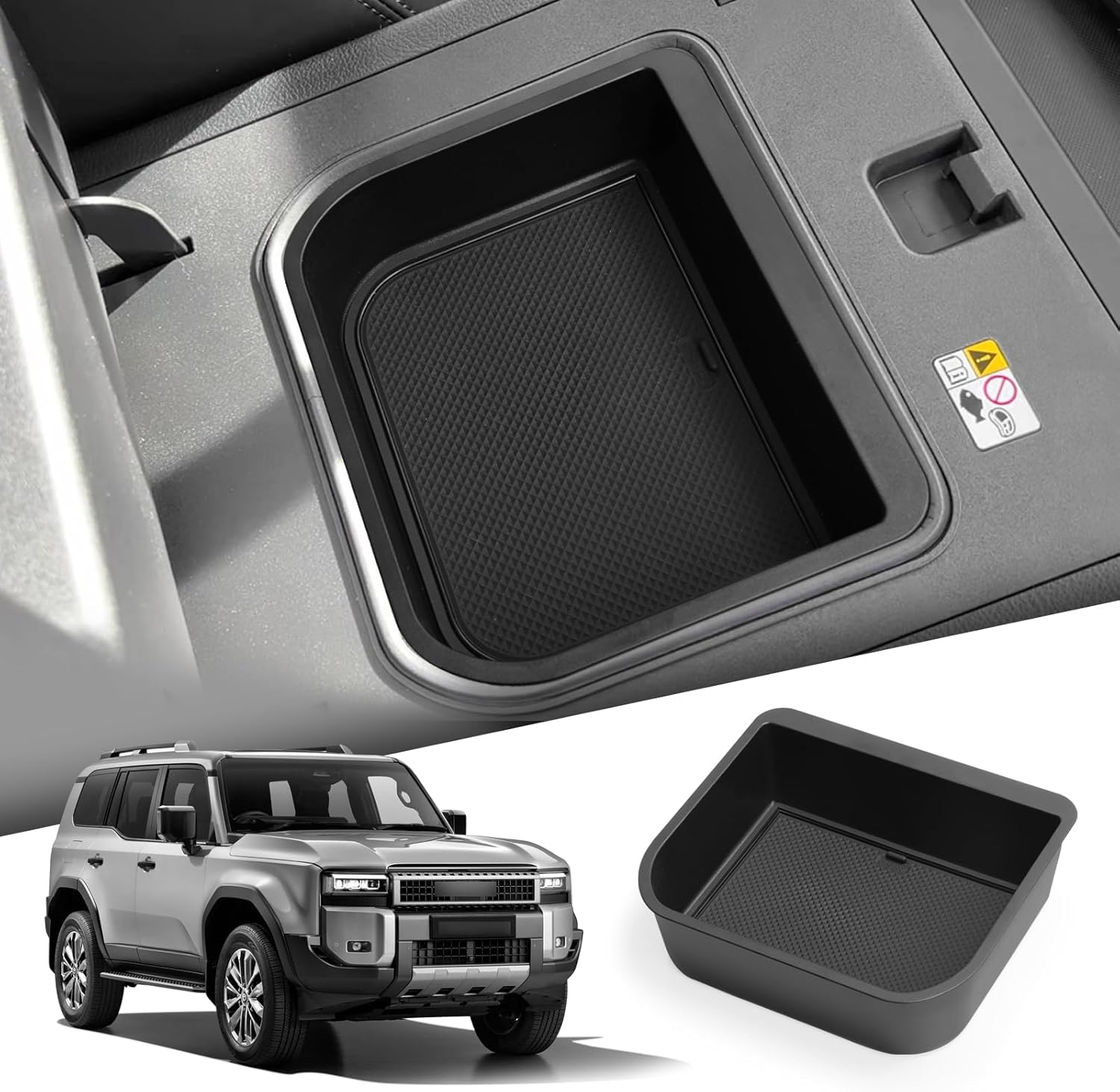 smabee Center Console Cool Box Organizer for Toyota Land Cruiser Prado 250/ Lexus GX 550 2024 2025 Armrest Storage Box ABS Insert Tray Accessories (Only Fit Cool Box) Black