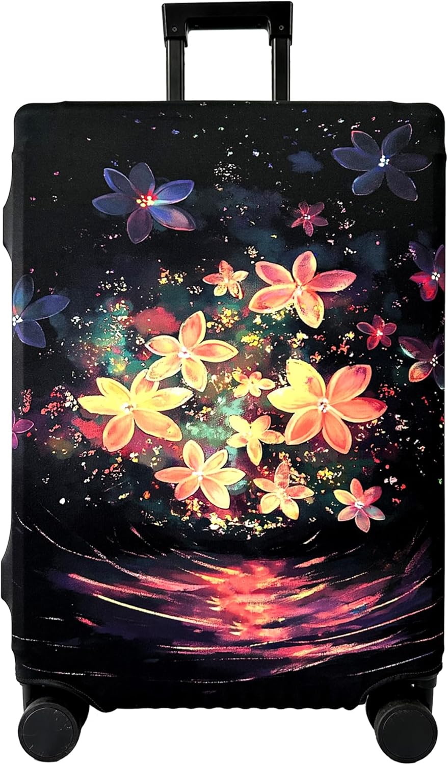 Luggage Cover Washable Suitcase Cover Suitcase Protector Anti-scratch Fits 28-30 Inch Luggage (River Flower, XL)