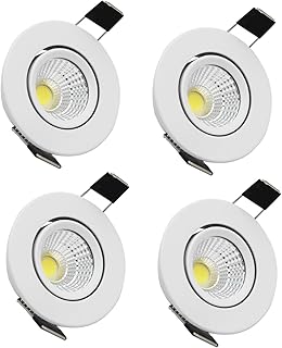 LED Recessed Downlight 110V Dimmable 3WCOB CRI80 LED Spotlight Lamp Daylight 2 inch Down Lights Adjustable Angle Recessed Lighting Kits 5000K-5500K Ceiling Lights Pack of 4 with LED Driver