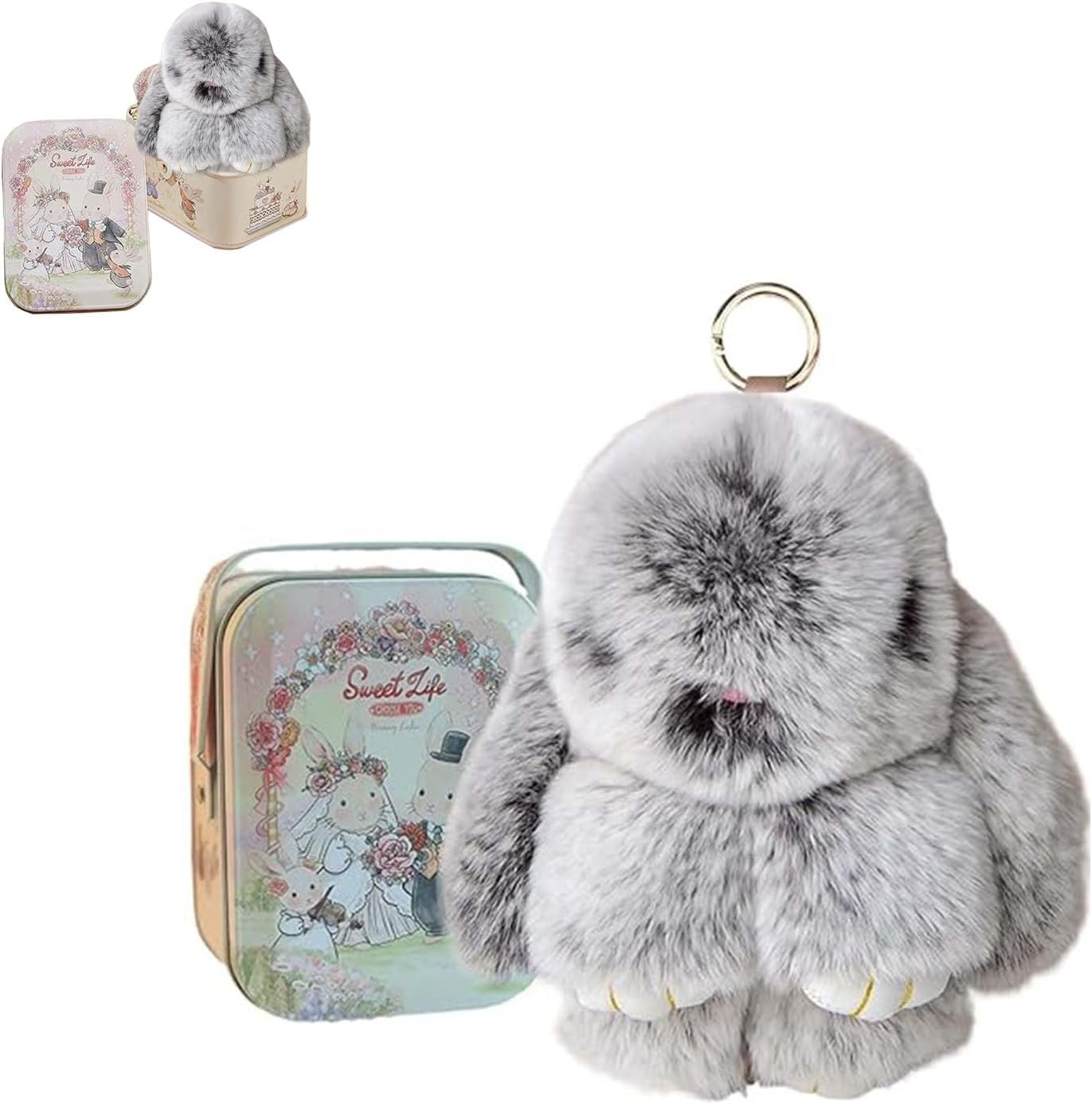 Bunnylulu Keychain with Box, Bunny Keychain with Tin, BunnyCute Plush Key chain