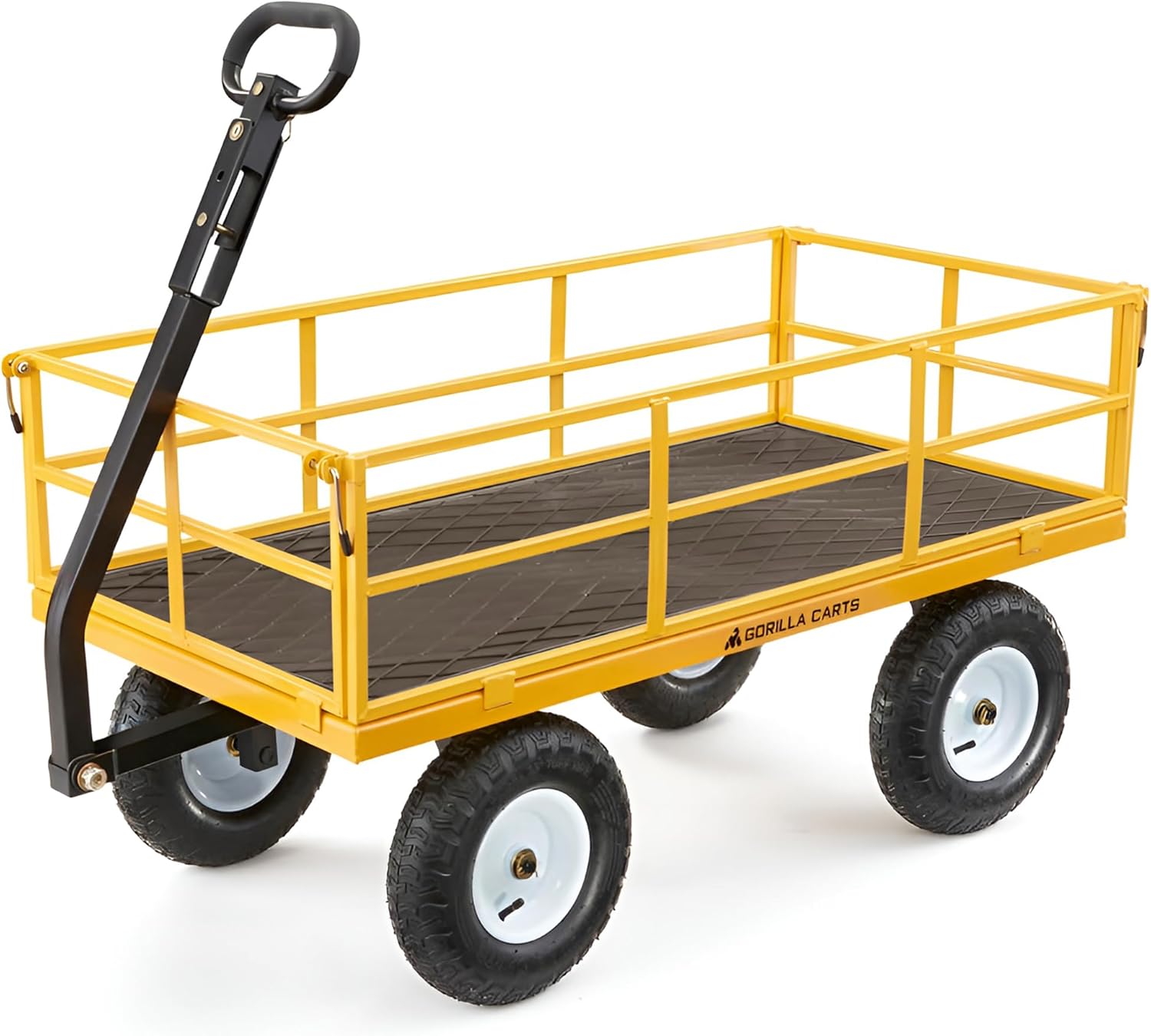 Gorilla Carts Heavy Duty Utility Cart, All Terrain Garden Wagon, 1200 Lb, Yellow