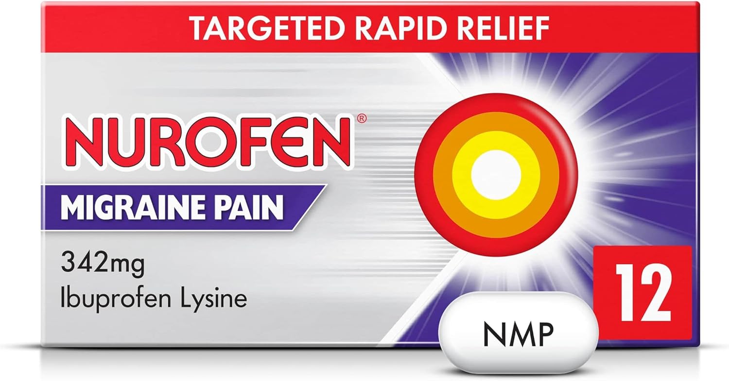 Nurofen 342mg Ibuprofen Lysine Caplets, 12 Count, Strong Headache And Migraine Painkillers, Effective For Fast Relief