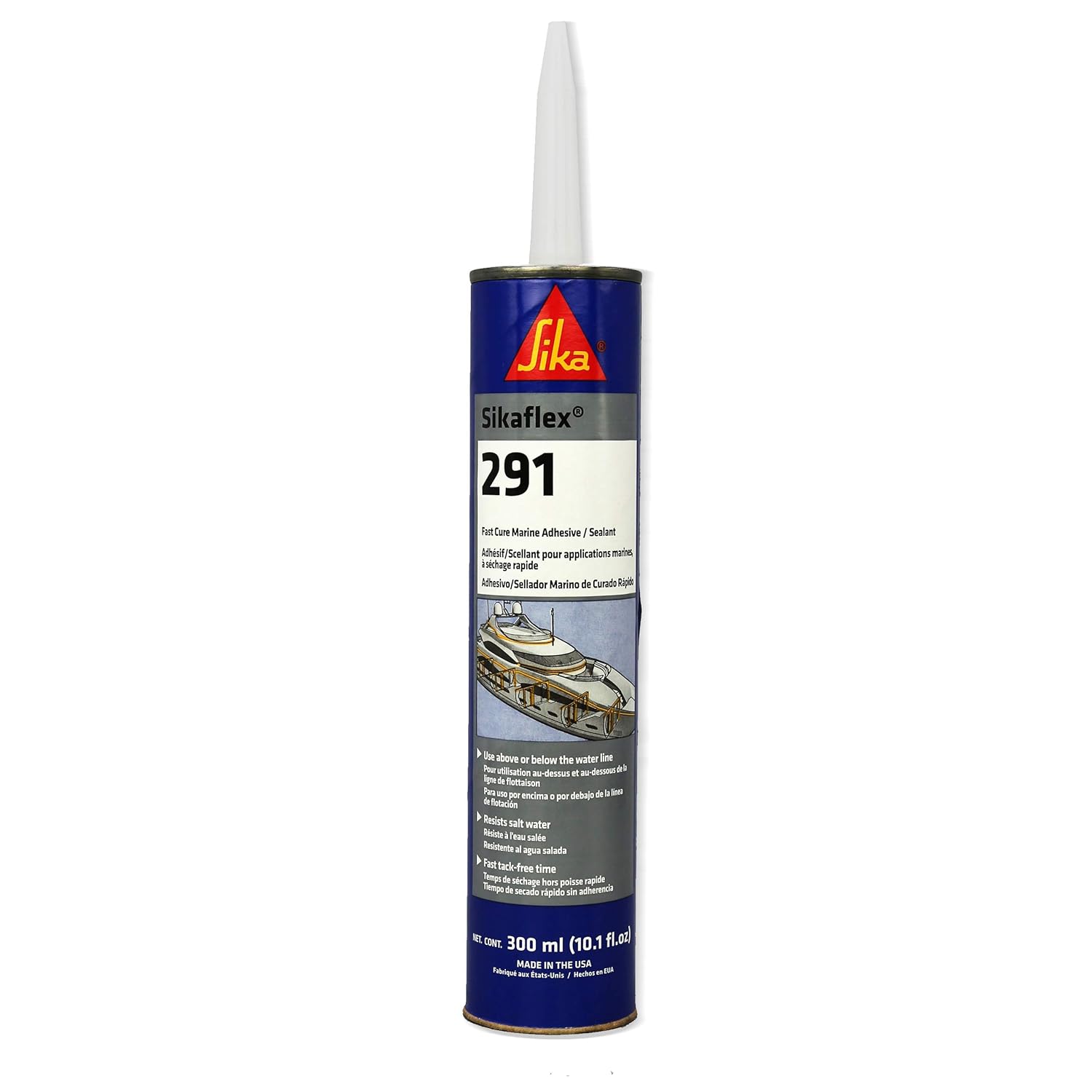 Sikaflex-291, White, General All-Purpose Fast Cure Marine Adhesive and sealant. Polyurethane sealant for Boats, 10.1 fl. oz Cartridge (Pack of 1)