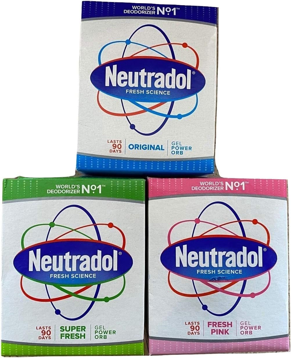 Neutradol Gel Power Orbs - 3 Pack: Super Fresh, Fresh Pink, Original for Clean Air at Home and Work