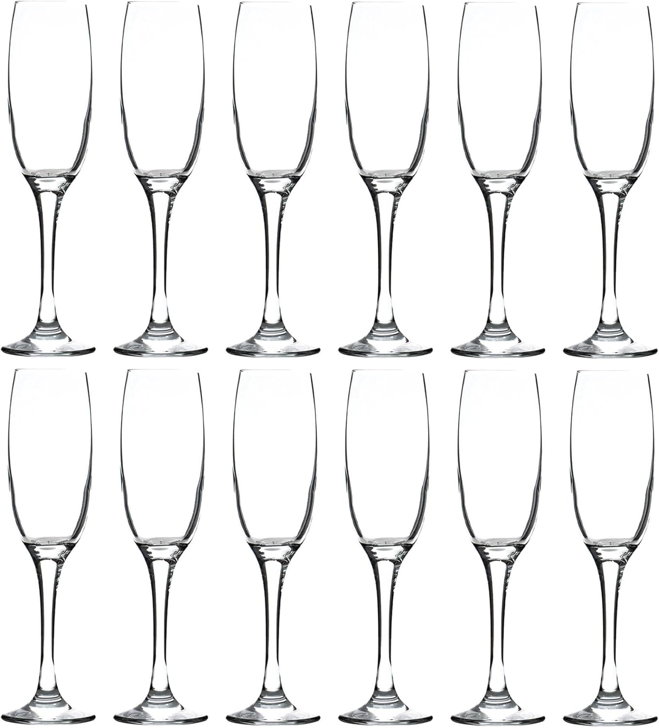 LAV 12x Clear 220ml Venue Glass Champagne Flutes - Reusable Prosecco Wine Wedding Party Drinking Glasses Gift Set