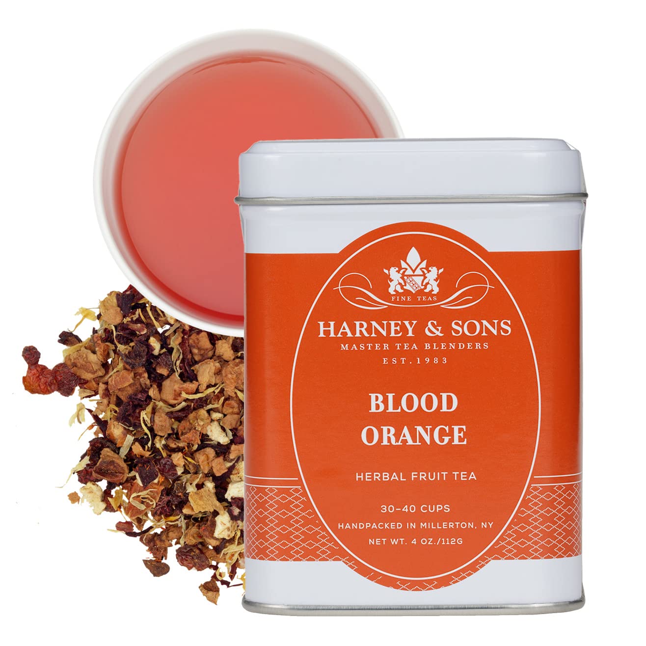 Harney & Sons Blood Orange Fruit Tea| 4 oz Loose Leaf Herbal Tea w Apple Pieces and Raspberry