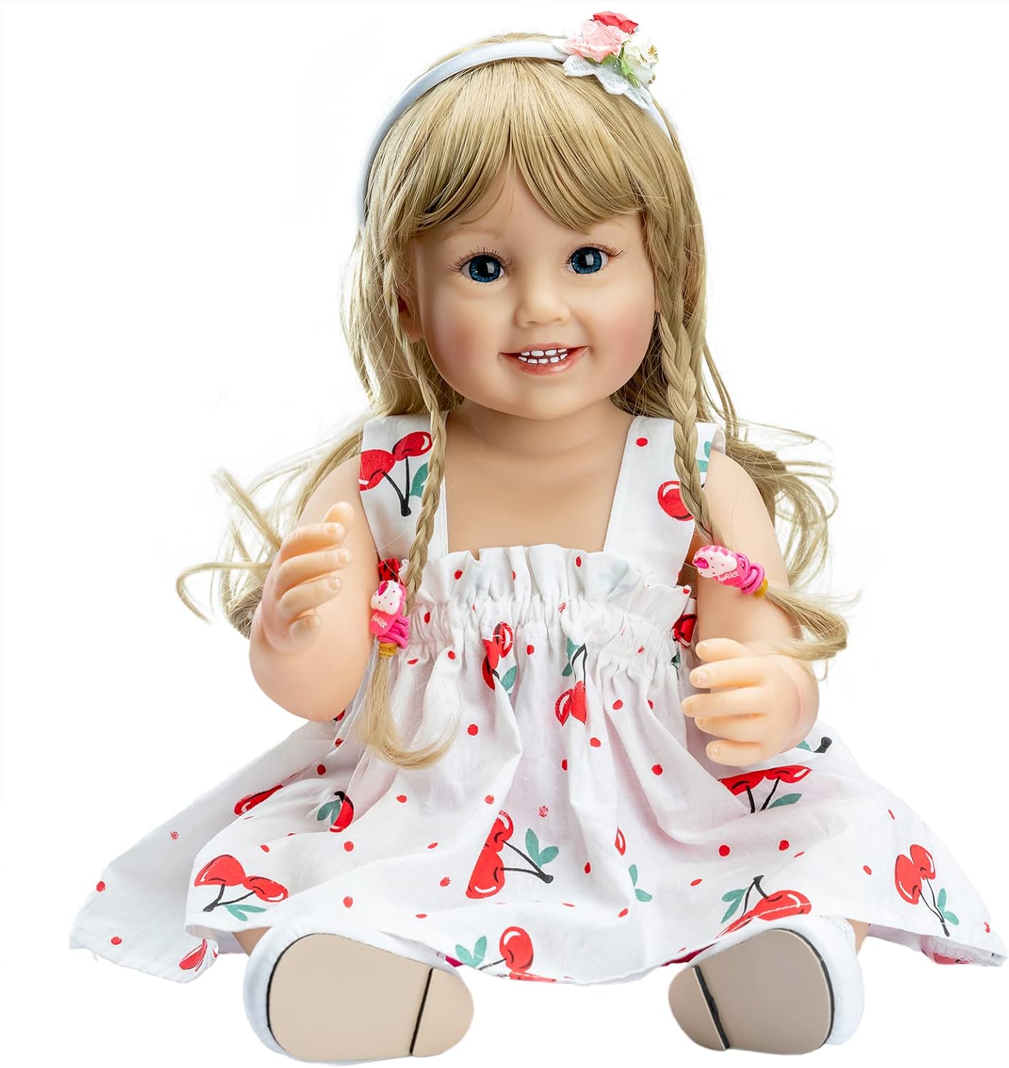 YIHANGG 55CM Reborn Baby Toddler Doll Long Blonde Hair Girl Very Soft Full Body Silicone Doll Bath Toy For Kids Birthday Xmas Gifts