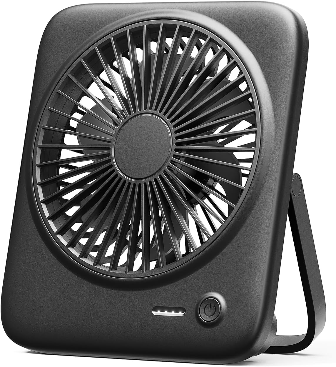 Otlonpe Small Desk Fan Quiet, Personal Rechargeable Portable Fan for Travel, 4000mAh Battery Operated and USB Powered, Slim, Foldable, 4 Speeds for Indoor Outdoor Table Desktop (6.5 Inch Black)