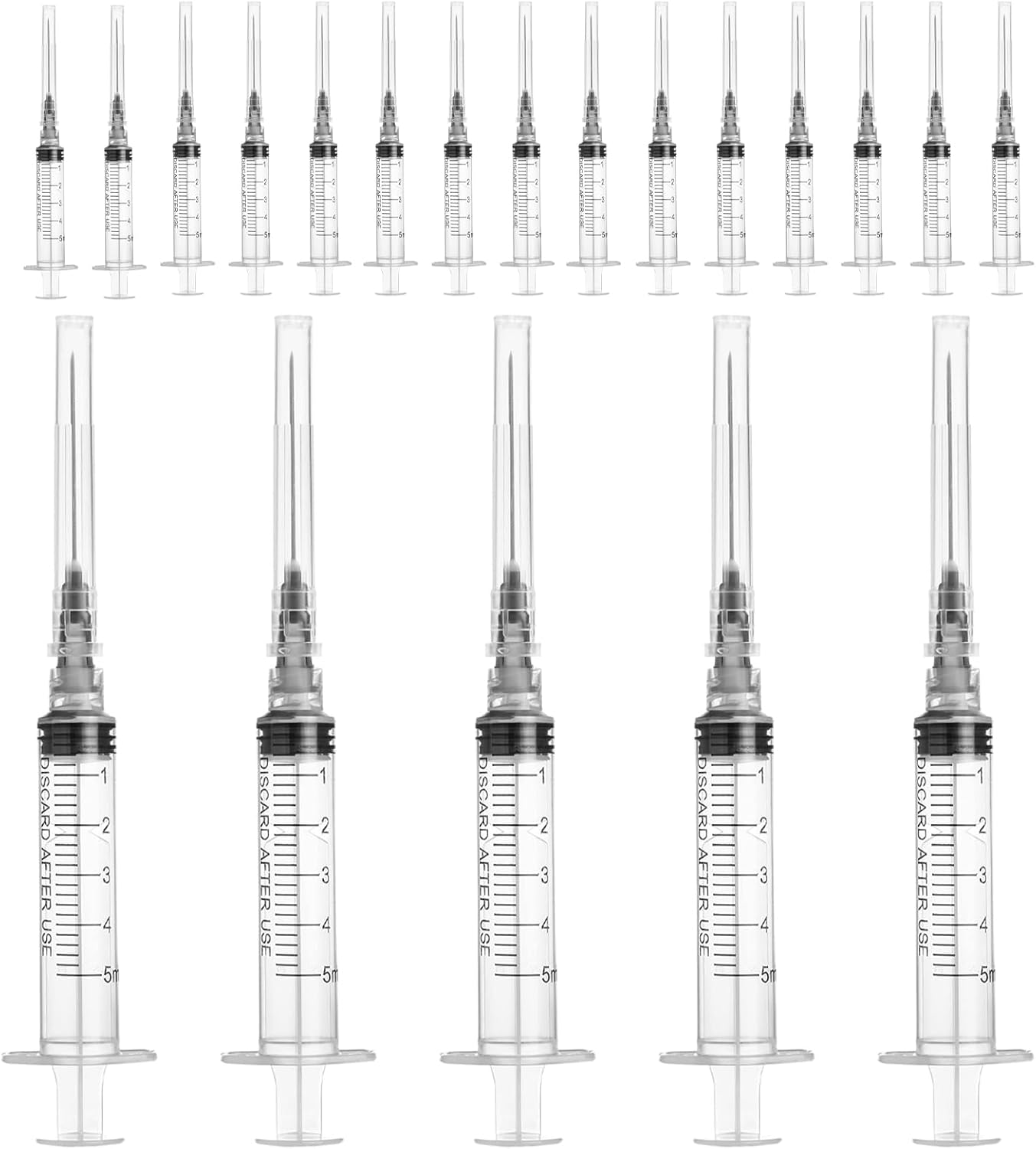 20 pcs Syringe, 5ml Syringe Sets, Injections for Laboratory Use, Precise Measurement for Research and Analysis