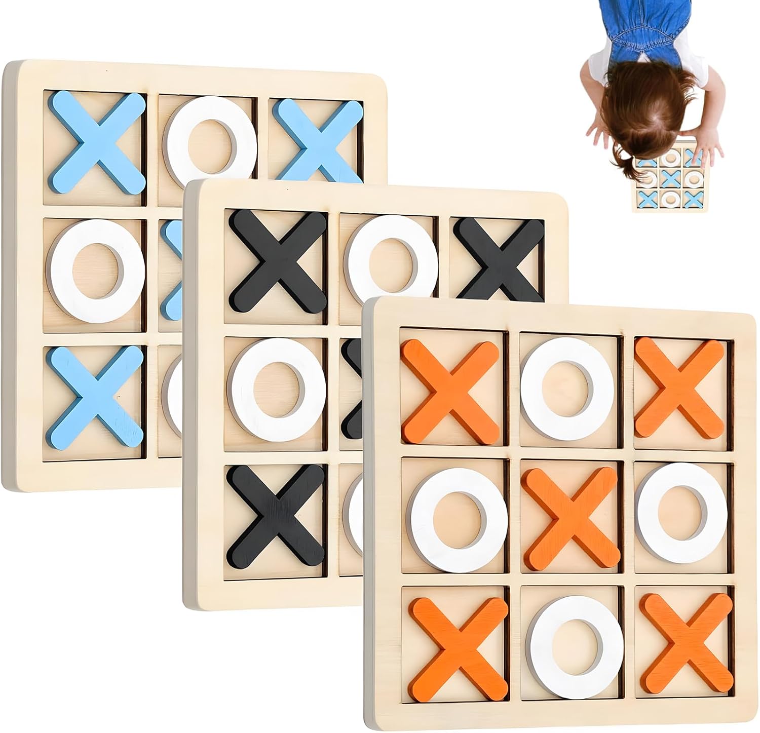 3 PCS Tic Tac Toe Game, Noughts and Crosses Game for Families Chess Board Classic Board Kid Interactive Family Set for Kids