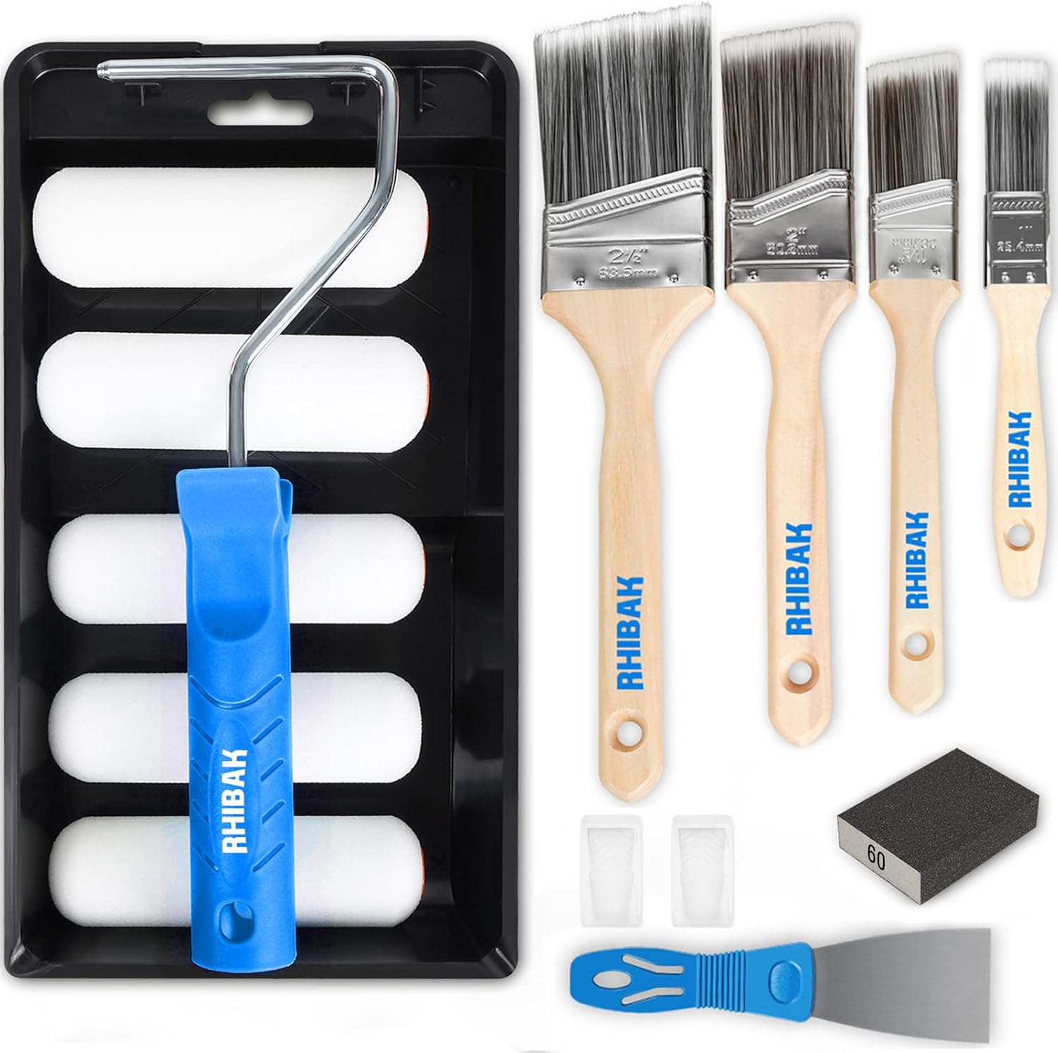 Paint Roller Kit, Paint Brushes and 4 Inch Foam Small Paint Roller Set, All in One Paint Tools for Professional or Home Owners for Professional Painting Results