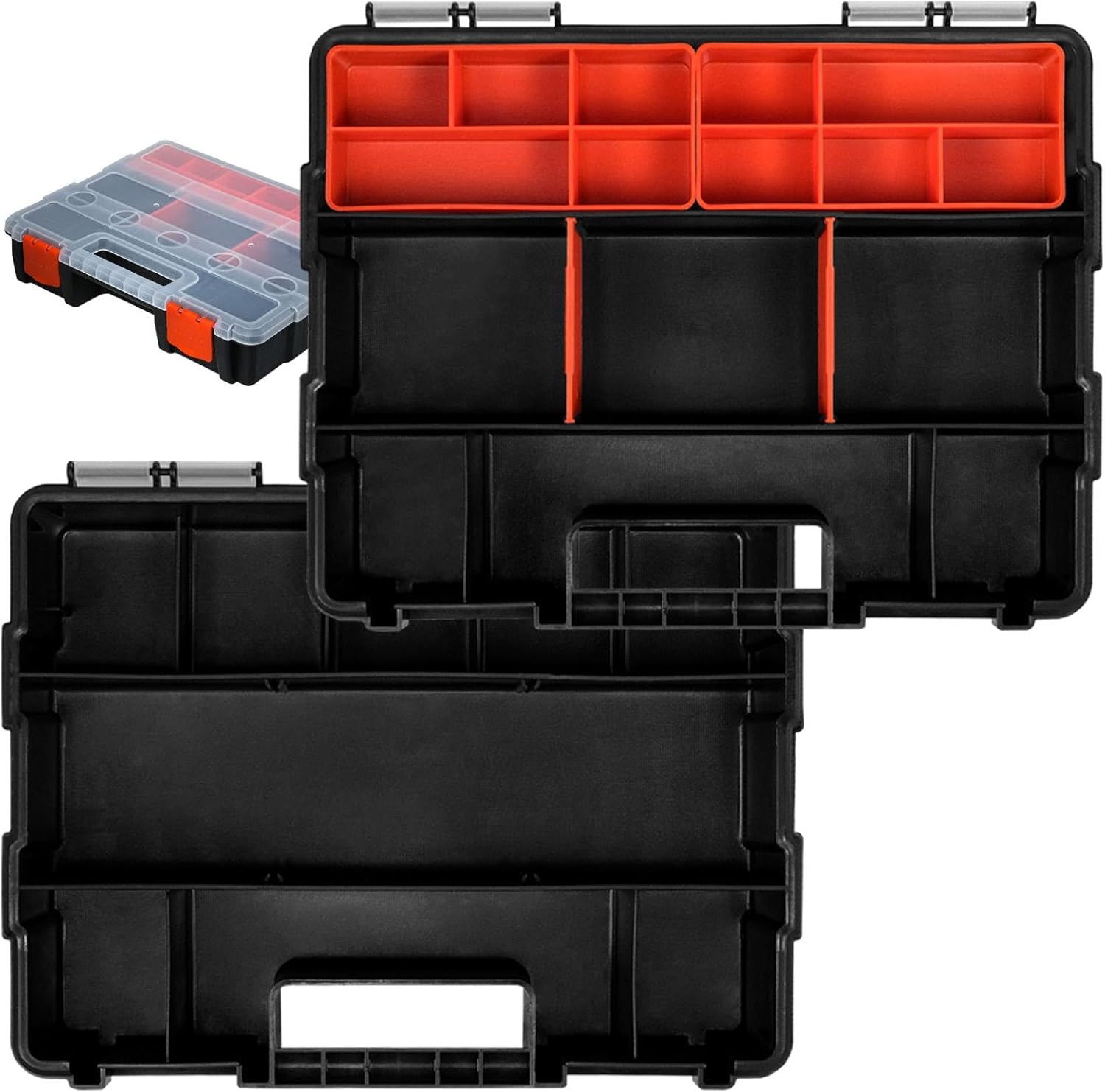 Tool Storage Box, Plastic Hardware Organizer Case with Adjustable and Removable Divider Compartment for Screws Nuts Small Parts