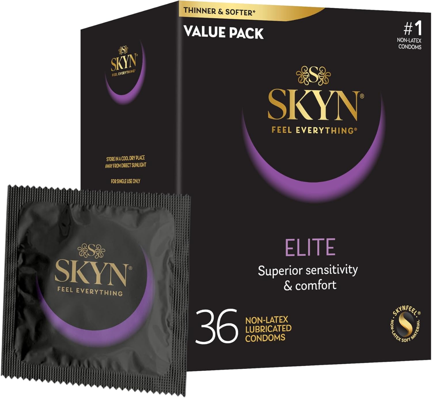 SKYN Elite – 36 Count – Ultra-Thin, Lubricated Latex-Free Condoms