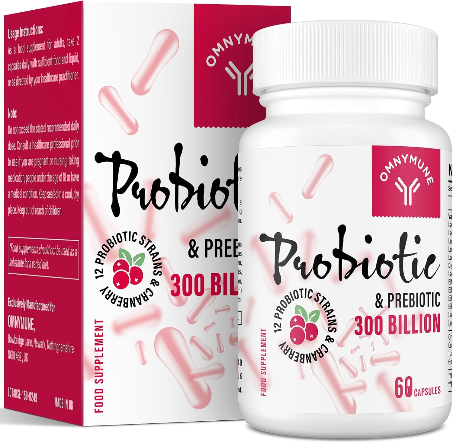 Probiotics for Women - 300 Billion CFU, 12 Diverse Strains + Prebiotic - Women's Probiotics for Daily Digestive, Vaginal & Urinary Health, Immune Support, 60 Capsules