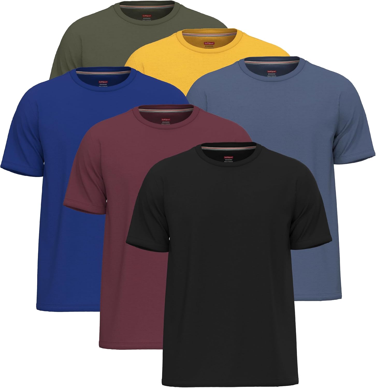 6 Pack T Shirts for Men UK 100% Cotton Tshirts | Premium Plain Crew Neck Mens T Shirts Multipack
