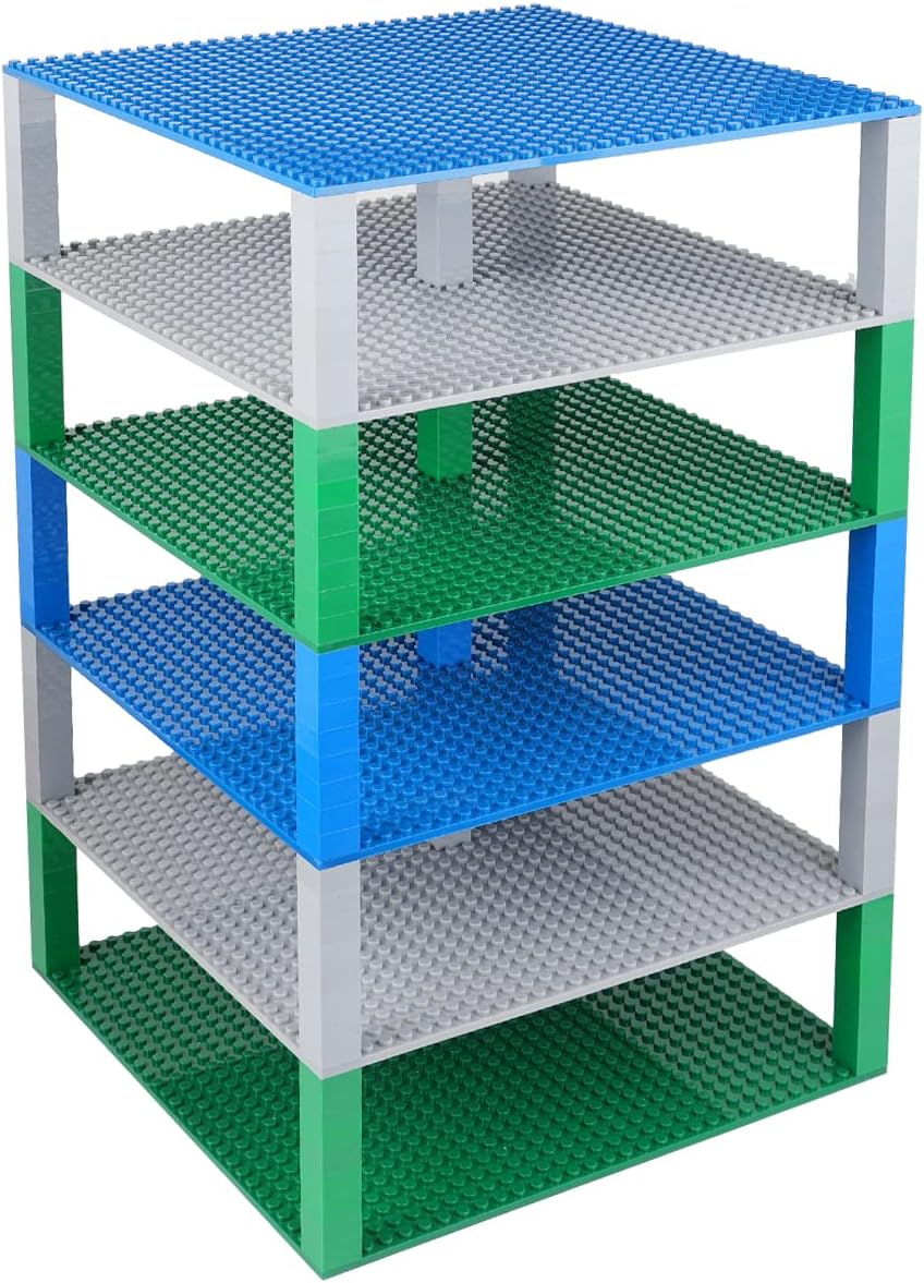 Classic Stackable Set-1010' Inch Building Bricks, Compatible with All Major Brands|200pcs 22 Bricks and Blue, Green & Gray Baseplates